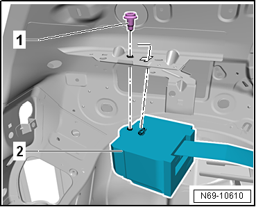 Removing and installing rear 3-point seat belt, 2-door model, without belt tensioner