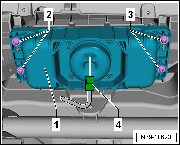Removing and installing front passenger airbag unit with front passenger side airbag igniter 1 -N131-