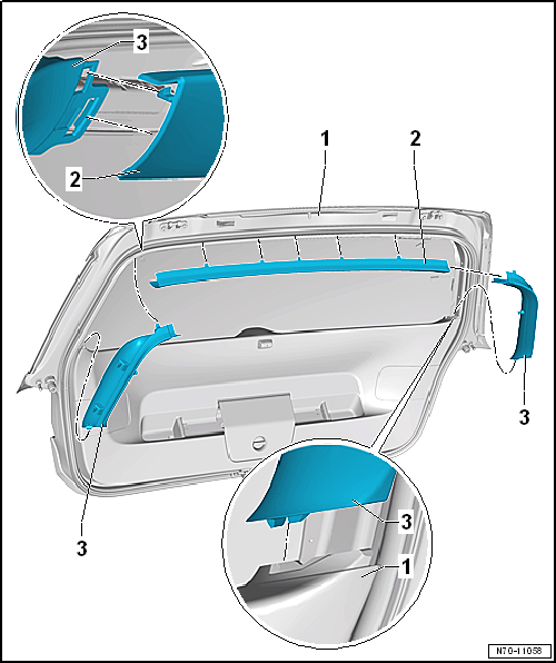 Assembly overview - upper rear lid trim