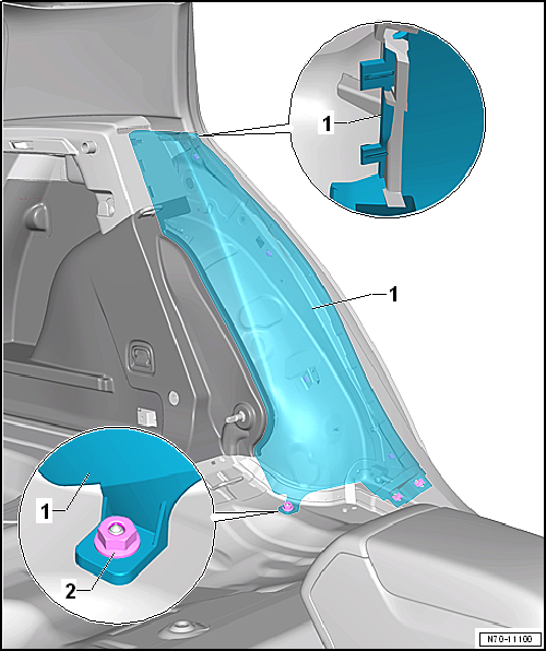 Removing and installing wheel housing trim, saloon