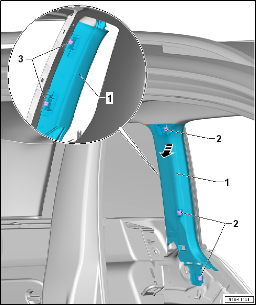 Removing and installing C-pillar trim, estate