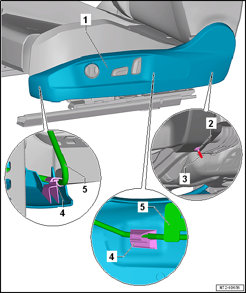 Removing and installing seat trim on sill side, electrically adjustable seat