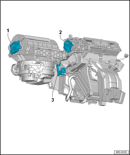 Overview of fitting locations - front control motors, RHD vehicles