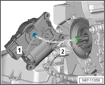 Removing and installing front air distribution flap control motor -V426-, RHD vehicles