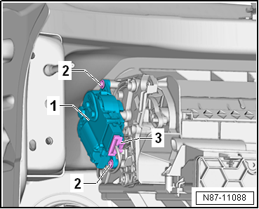 Removing and installing air recirculation flap control motor -V113-, RHD vehicles