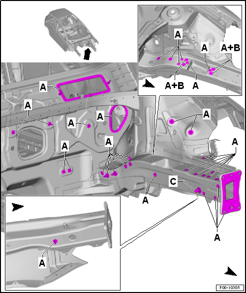 Masking areas, front body