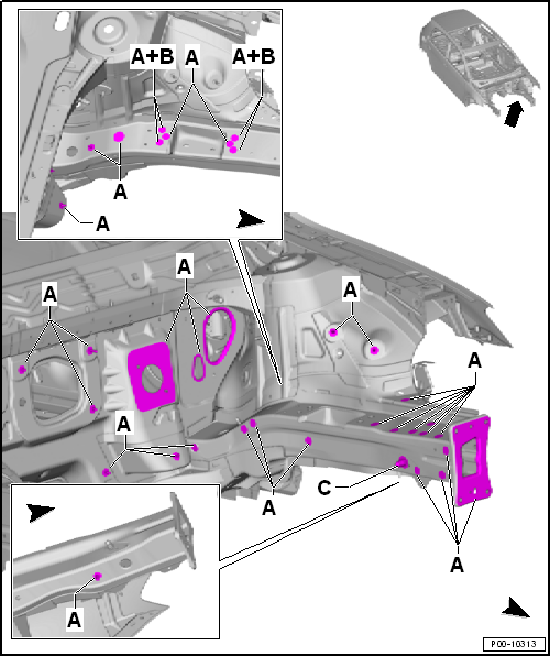 Masking areas, front body