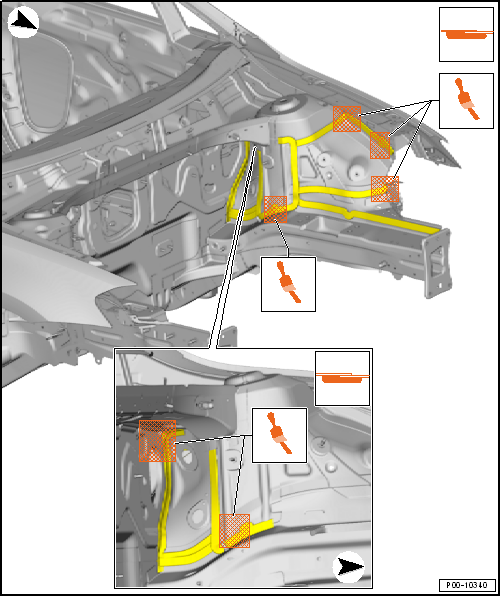 Seam seals, front body