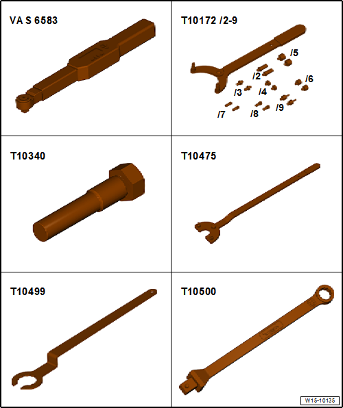 Removing and installing toothed belt, engine codes CHPA, CZDA