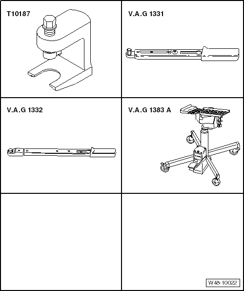 Removing and installing steering rack, RHD vehicles, except for e-Golf